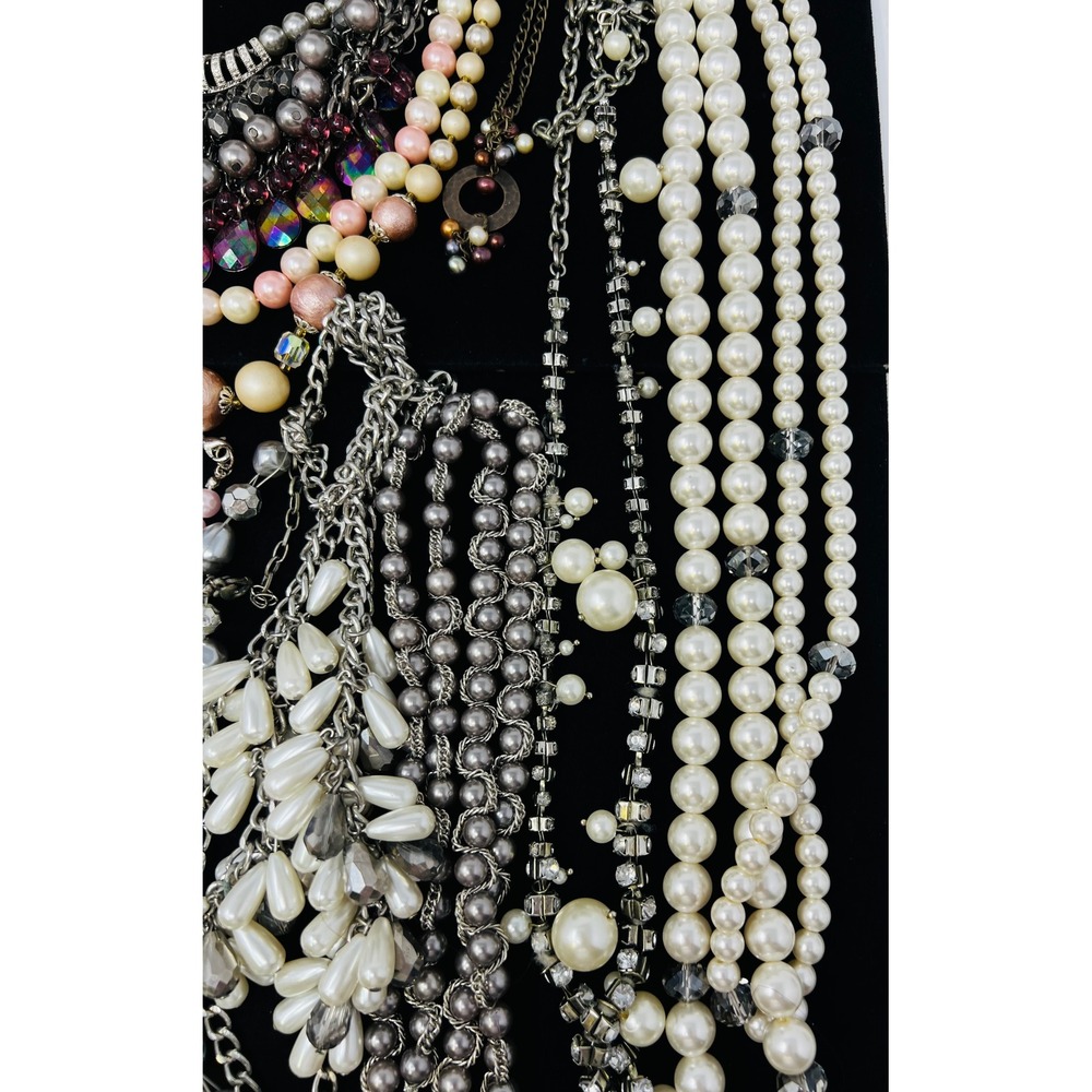 Vintage to Modern Pearl Necklace & Bracelet Gold & Silver Tone Beaded Lot of 30 - Picture 6 of 16